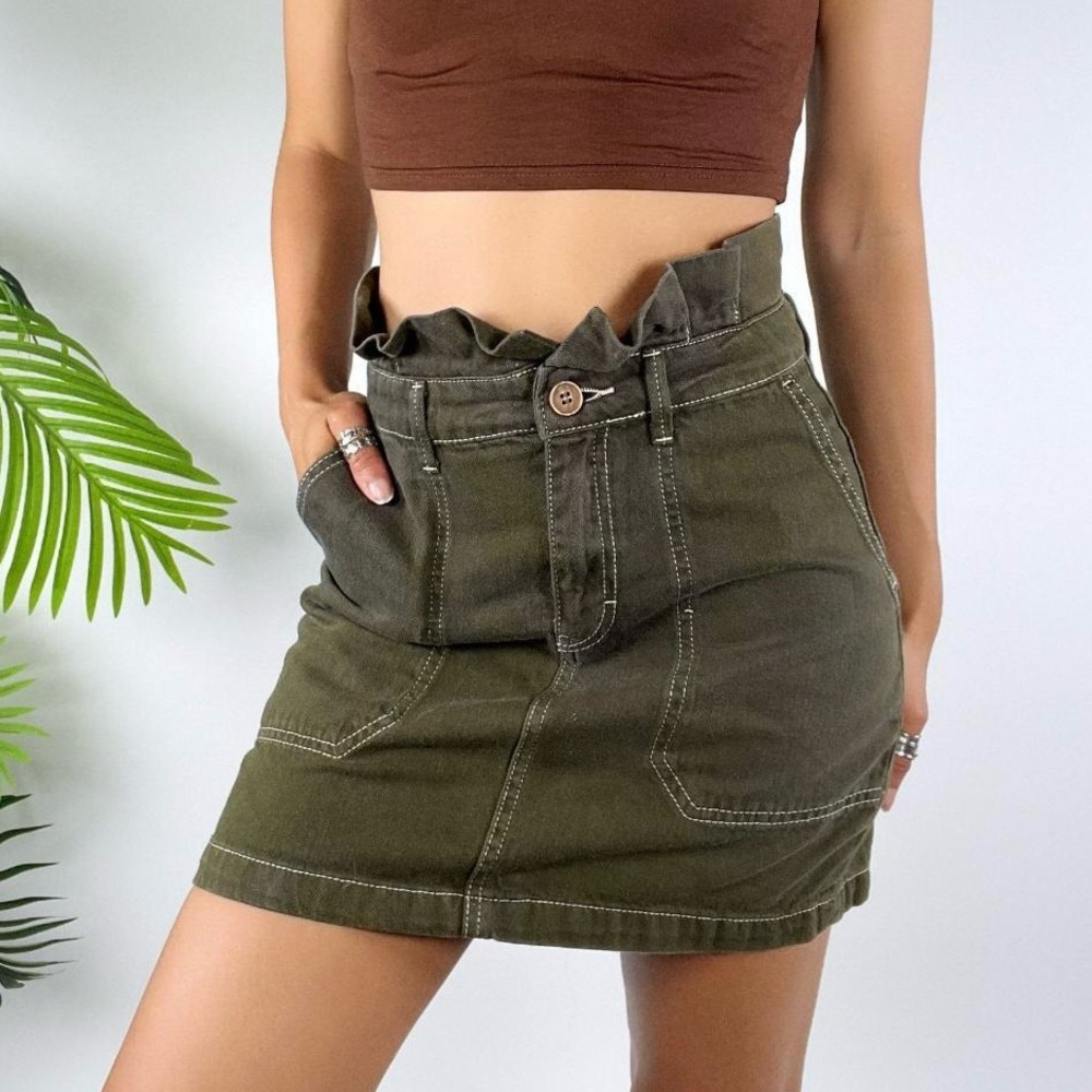 Free People Women’s Olive Green Denim Skirt